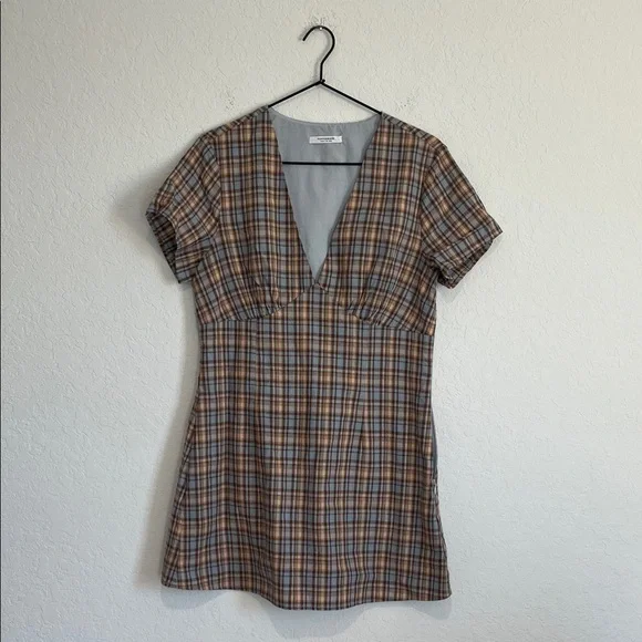 Pepper Mayo Plaid V Neck Mini Dress - Picture 3 of 9